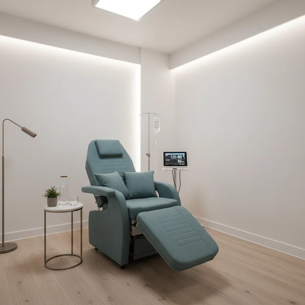 Medical monitoring equipment in a ketamine infusion clinic treatment room